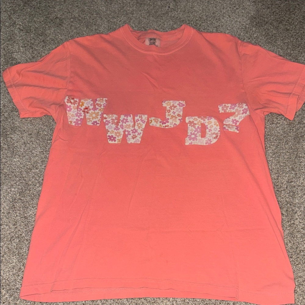 Floral Letter Coral Short Sleeve Tee